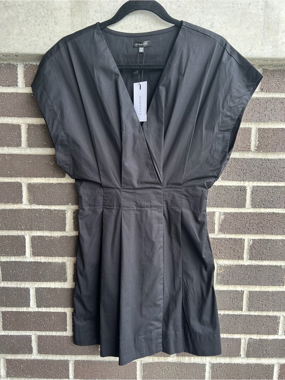 Dynamite Black Poplin Dress with Pleats/ Size XS